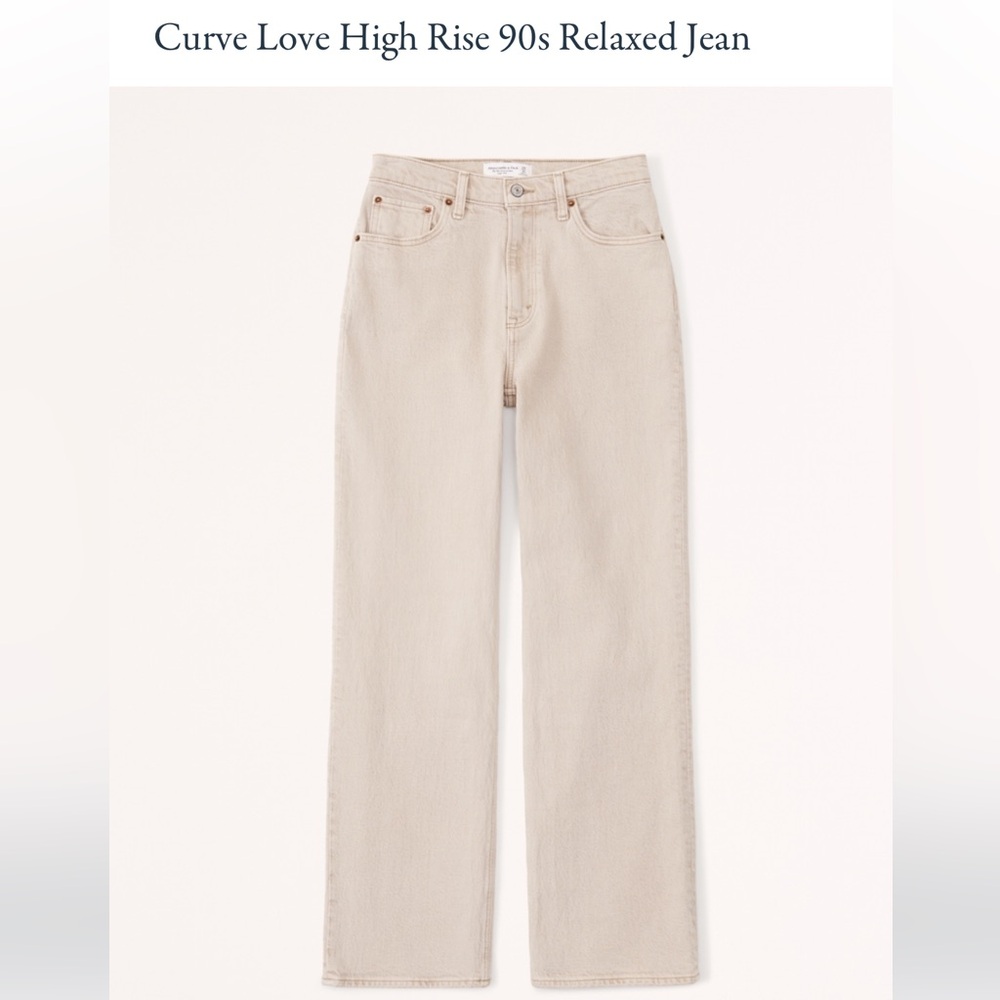 Abercrombie Curve Love High Rise 90s Relaxed Jeans - oat